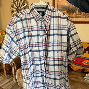 Red white and blue 20X by wrangler short sleeve shirt. XXL